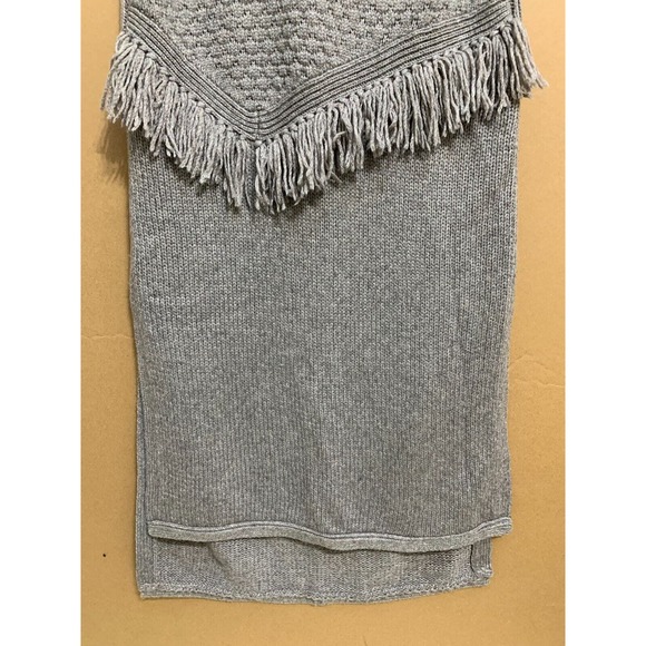 NOMAD by MORGAN CARPER Fringed Gray Sleeveless Tunic Sweater Dress TurtleNeck M - Picture 6 of 16